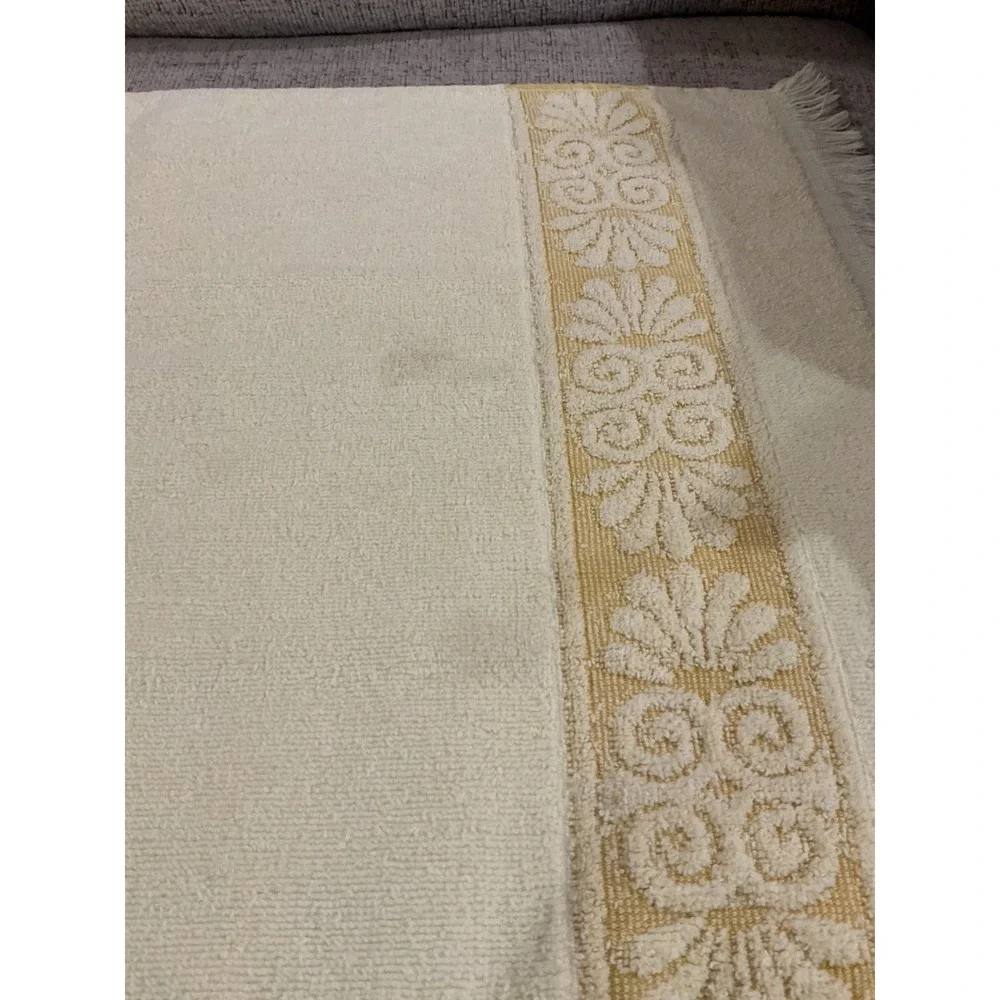 Vintage Cannon Monticello Towel Set Pink Yellow Tan Floral Jacquard Retro 7pc